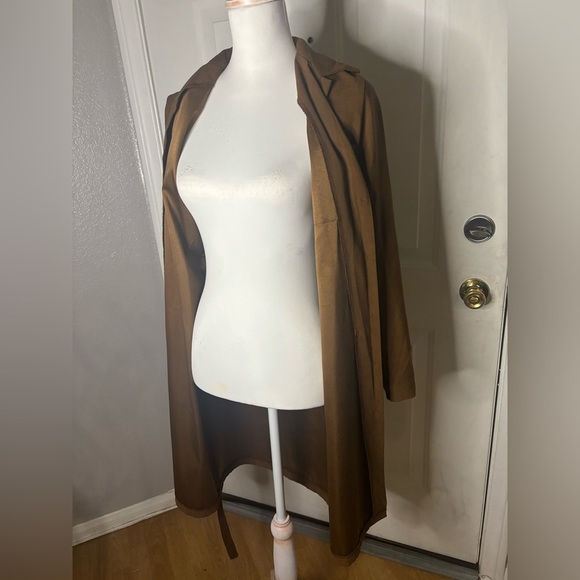 Ordinary holiday | EUC size sm-med | chocolate brown faux suede trench coat - Picture 2 of 9